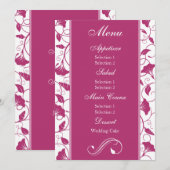 Roze Bloemig Trouwreceptie Diner Menu Kaart (Voorkant / Achterkant)