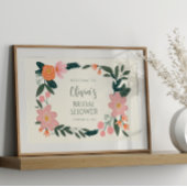 Roze bloemige aangepaste bruidsdouche welkom poster