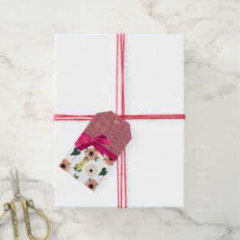 Roze bloemige aangepaste cadeautag cadeaulabel