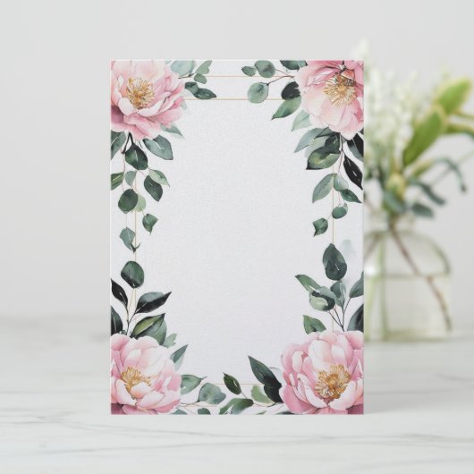 Roze bloemige aanpasbare kaart voor elke gelegenhe (Staand voorkant)