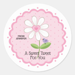 Roze Bloemige Aanpasbare Valentijnsdag Ronde Sticker
