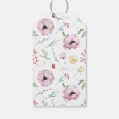 Roze Bloemige Anemoon Bruidsfeest Cadeaulabel (Achterkant)