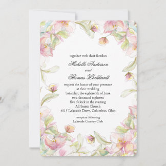 Roze Bloemige Aquarel Lijst Kaart