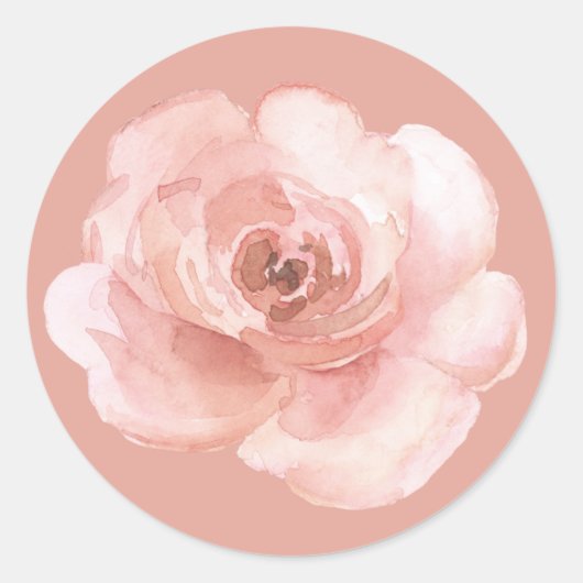 Roze Bloemige Aquarel Meisjesachtig Elegant Ronde Sticker (Voorkant)