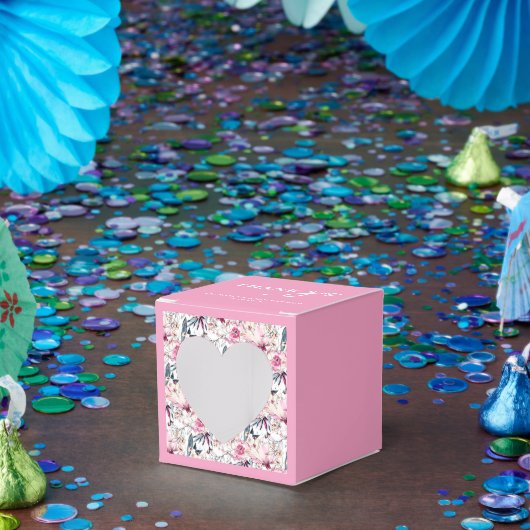 Roze bloemige baby in bloei baby shower favor box bedankdoosjes (Feest)