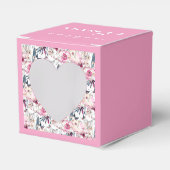 Roze bloemige baby in bloei baby shower favor box bedankdoosjes (Voorkant Zijde)