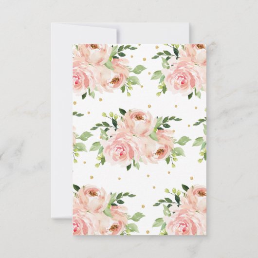 Roze Bloemige Baby Meisje Shower Bruiloft Bedankkaart (Achterkant)