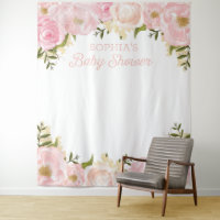 Roze bloemige babyshower achtergrond foto prop