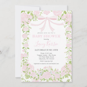 Roze bloemige babyshower uitnodiging, kaart