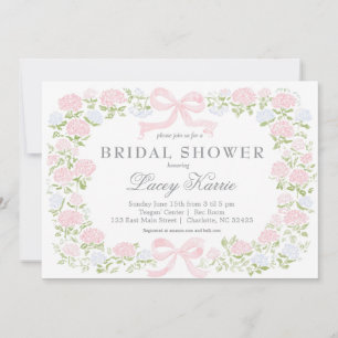 Roze bloemige babyshower uitnodiging, kaart