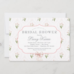 Roze bloemige babyshower uitnodiging, kaart