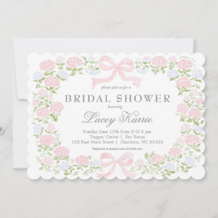 Roze bloemige babyshower uitnodiging, kaart