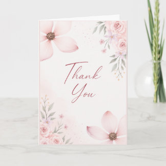 Roze bloemige bedankkaart kaart