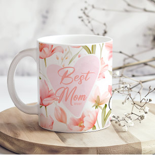 Roze bloemige Beste Moeder Ooit Moederdag koffiemo Koffiemok