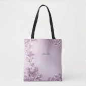 Roze Bloemige Blad Tote Tas (Voorkant)