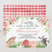 Roze bloemige bladeren boerderij dieren verjaardag kaart (Voorkant / Achterkant)