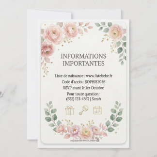 Roze Bloemige Bos Baby Shower Meisje Uitnodiging