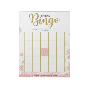 Roze Bloemige Bruidsbingo Notitieblok