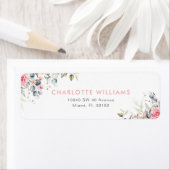 Roze bloemige bruidsbruiloft retouradres etiket (Insitu)