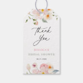 Roze bloemige bruidsdouche bedankkaartje cadeaulabel (Voorkant)