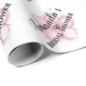 Roze Bloemige Bruidsdouche Cadeaupapier (Rol Hoek)