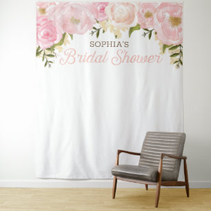 Roze bloemige bruidsshower achtergrond foto prop wandkleed