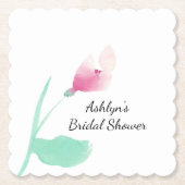 Roze bloemige bruidsshowers kartonnen onderzetters (Voorkant)