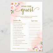 Roze bloemige bruiloft bruidsdouche Vind de gast s Flyer (Voorkant)