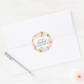 Roze bloemige bruiloftslunchenvelopezegel ronde sticker (Envelop)