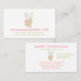 Roze Bloemige Cake Bakkerij Catering Visitekaartje