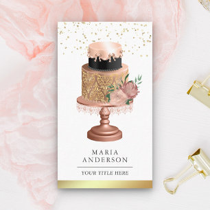 Roze bloemige cake gebak patissier bakkerij visitekaartje