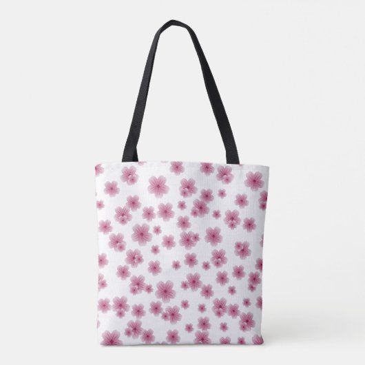 Roze bloemige classy canvas tas (Achterkant)
