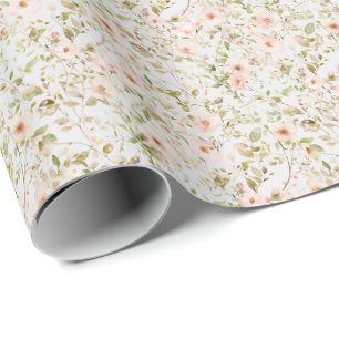 Roze Bloemige Cottagecore Coquette Inpakpapier