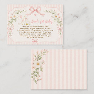 Roze bloemige dwaze gans baby shower boek verzoek informatiekaartje