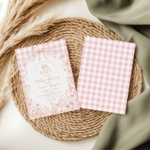 Roze Bloemige Dwaze Gans Gingham Baby Shower