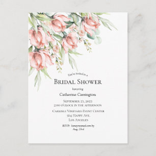 Roze bloemige elegante bruiloftsuitnodiging briefkaart