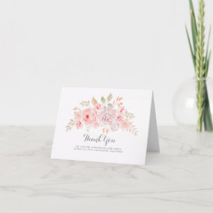 Roze bloemige elegante trouw-trothankkaart bedankkaart