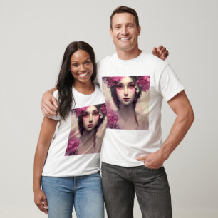 roze bloemige etherische vrouw t-shirt