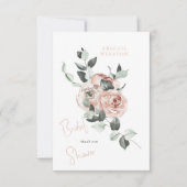 Roze bloemige eucalyptus bruidsdouche  bedankkaart (Voorkant)