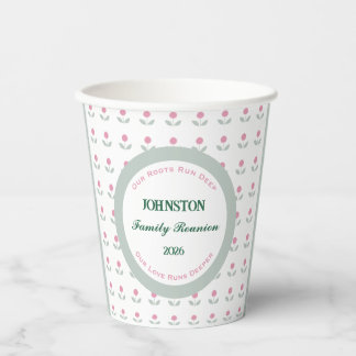 Roze bloemige familiebijeenkomst 8 oz. Papier Papieren Bekers