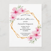 Roze bloemige geometrische bruiddoucheuitnodiging briefkaart (Voorkant)