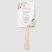 Roze Bloemige Geometrische Lijst Bruiloftsprogramm Handwaaier (Voorkant)