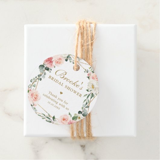 Roze Bloemige Gouden Bruidsdiner Bedankt Kaartje Bedankjes Labels (In situ)