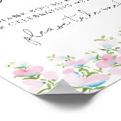 Roze bloemige gunst teken poster (Hoek)