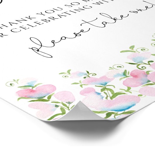 Roze bloemige gunst teken poster (Hoek)