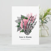 Roze Bloemige Halloween Gotisch Bedankkaart (Staand voorkant)