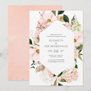 Roze Bloemige Hortensia Bruidsmeisjes Lunch Kaart