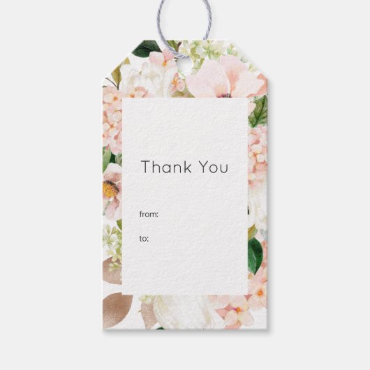 Roze Bloemige Hortensia Bruiloft Cadeaulabel (Voorkant)