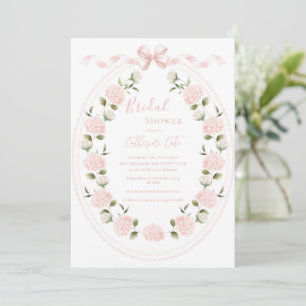 Roze bloemige hortensia elegante bruidsdouche  kaart