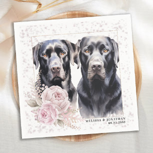 Roze bloemige Labrader Retriever vintage hond trou Servet